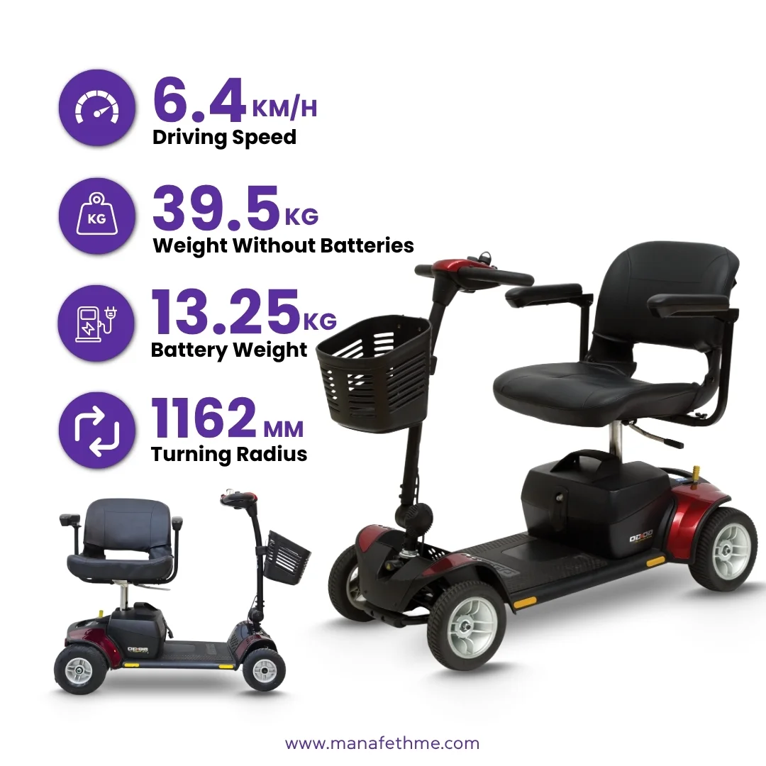Pride Mobility Go Go Traveler Plus for Rent features