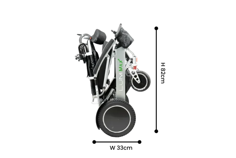 LUMI® MAX PLUS – Lightweight Foldable Wheelchair with Elevating Legrest folded