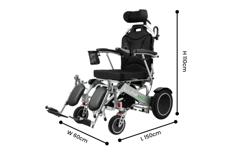 LUMI® MAX PLUS – Lightweight Foldable Wheelchair with Elevating Legrest unfolded