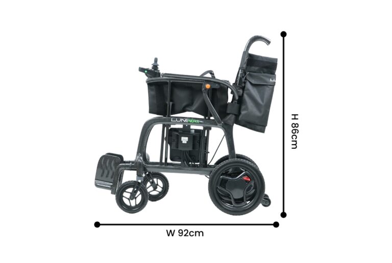 LUMI® NOVA – Portable Lightweight Carbon Fiber Motorized Wheelchair folded