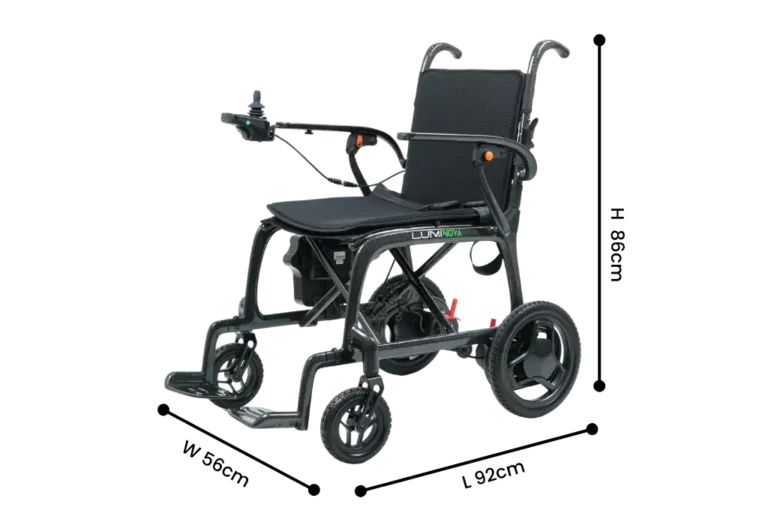 LUMI® NOVA – Portable Lightweight Carbon Fiber Motorized Wheelchair unfolded