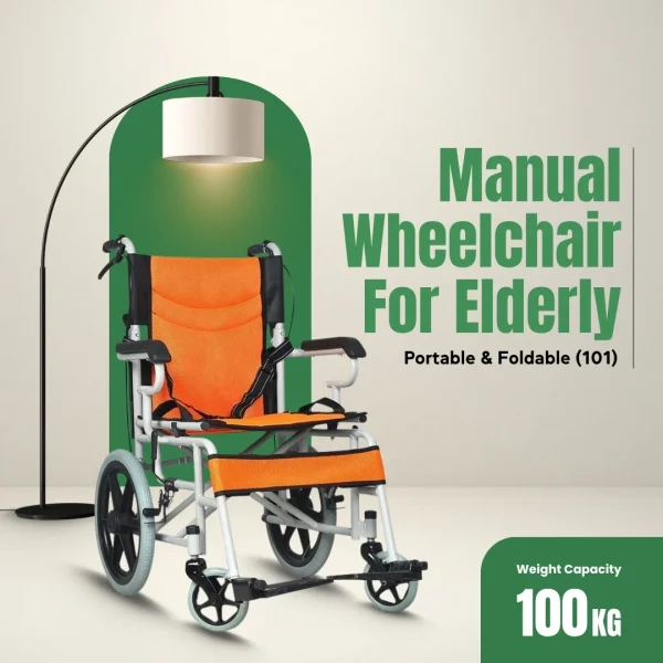 Manual Wheelchair for Elderly - Portable & Foldable (101)