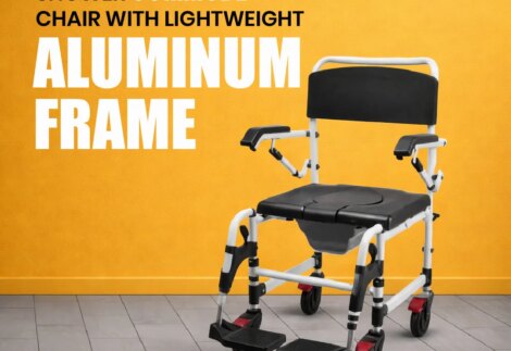 Shower Commode Chair with Lightweight Aluminum Frame – SCAP-01