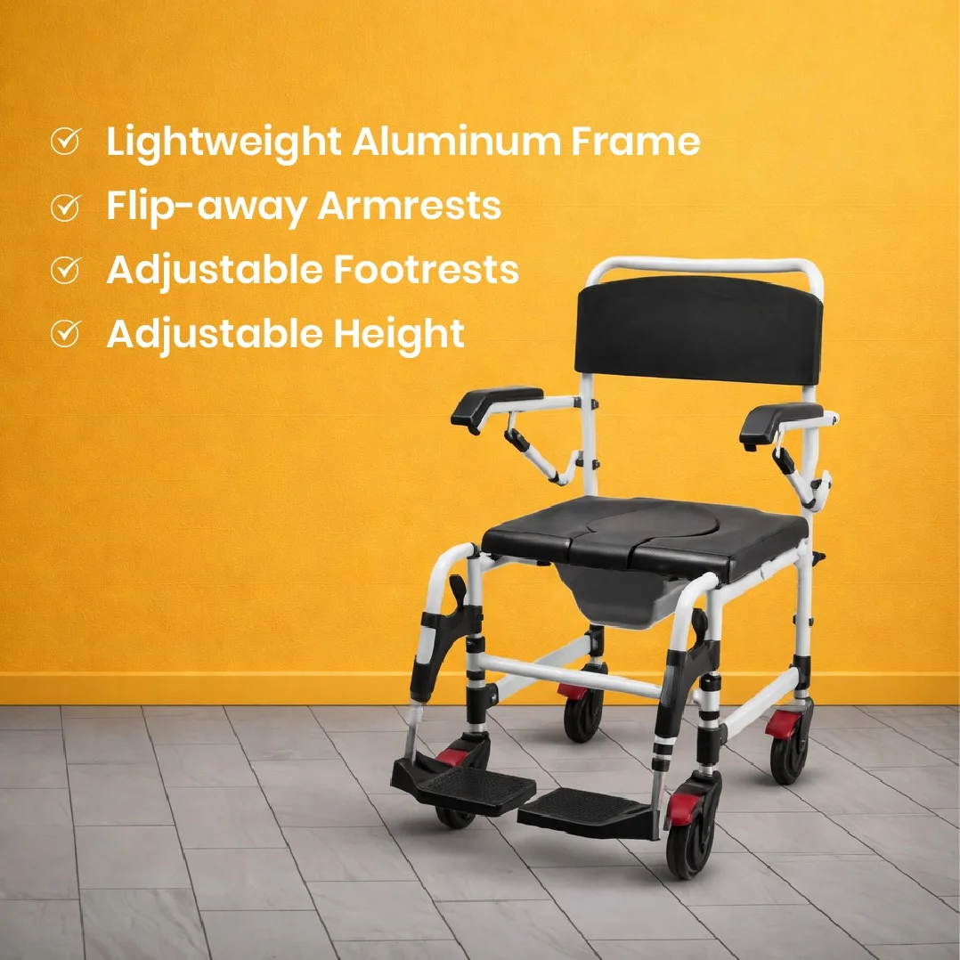 Shower Commode Chair with Lightweight Aluminum Frame – SCAP-01