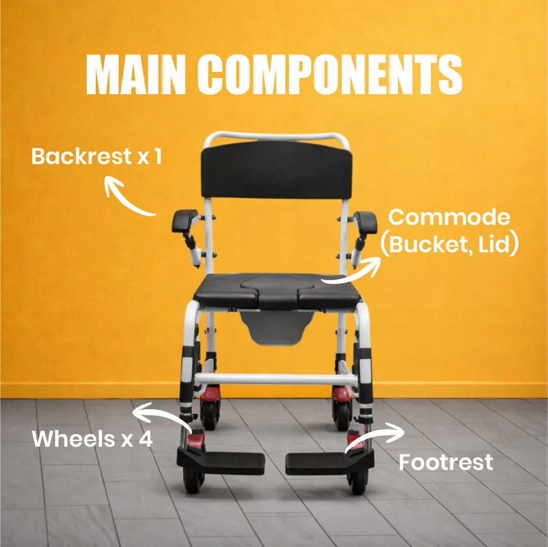 Shower Commode Chair with Lightweight Aluminum Frame – SCAP-01