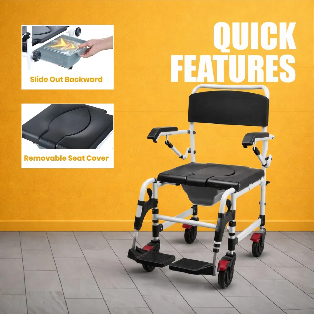 Shower Commode Chair with Lightweight Aluminum Frame – SCAP-01