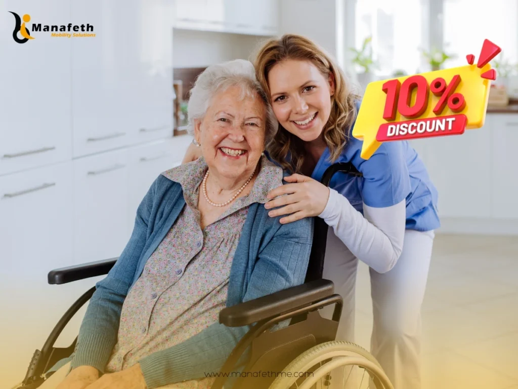 happy elderly person on wheelchair