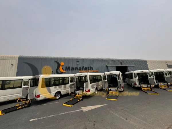 50 plus Toyota Coaster with Wheelchair lifts by Manafeth Mobility UAE