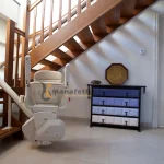 Full view of stair lift used for wheelchair users