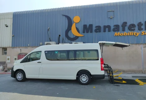 Toyota Haice with wheelchair lift by Manafeth Mobility UAE