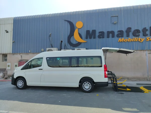 Toyota Haice with wheelchair lift by Manafeth Mobility UAE