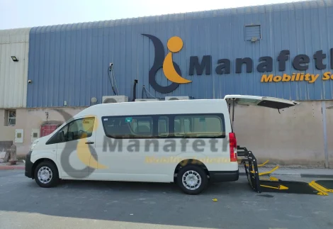 Toyota Hiace with wheelchair lift by Manafeth Mobility UAE