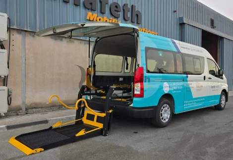 Wheelchair lift in Toyota hiace for disabled person