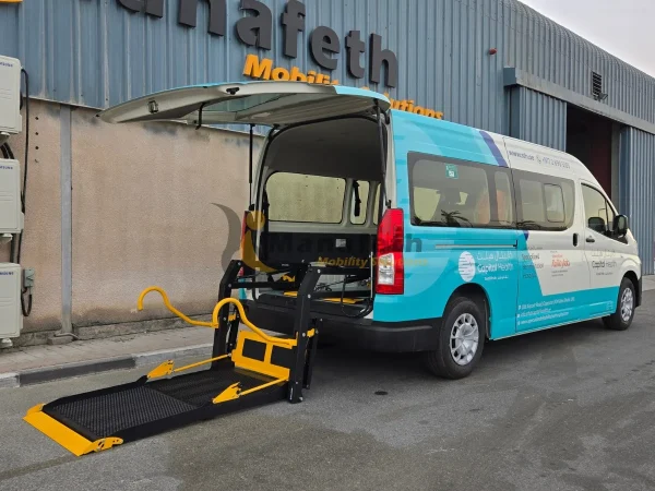 Wheelchair lift in Toyota hiace for disabled person
