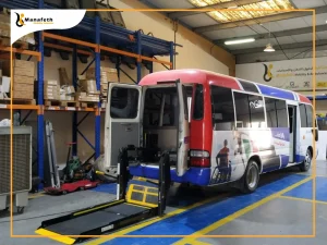 Special needs wheelchair lift in Toyota Coaster in Dubai