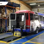 Wheelchair lift installation in Toyota Coster of Al Thiqah Club