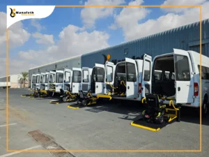 Wheelchair lift installed in 10 Maxus V80 for Emirates Transport