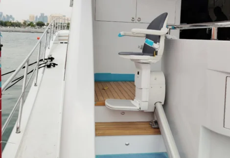 Outdoor Straight Stairlift in a Yacht - Dubai