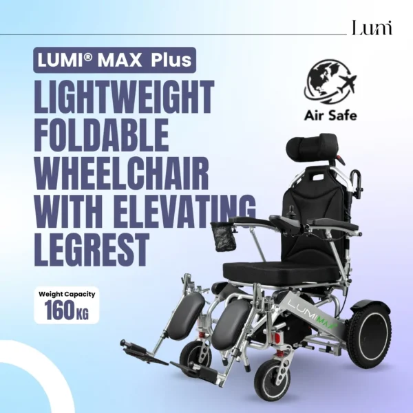 LUMI® MAX PLUS - Lightweight Foldable Wheelchair with Elevating Legrest