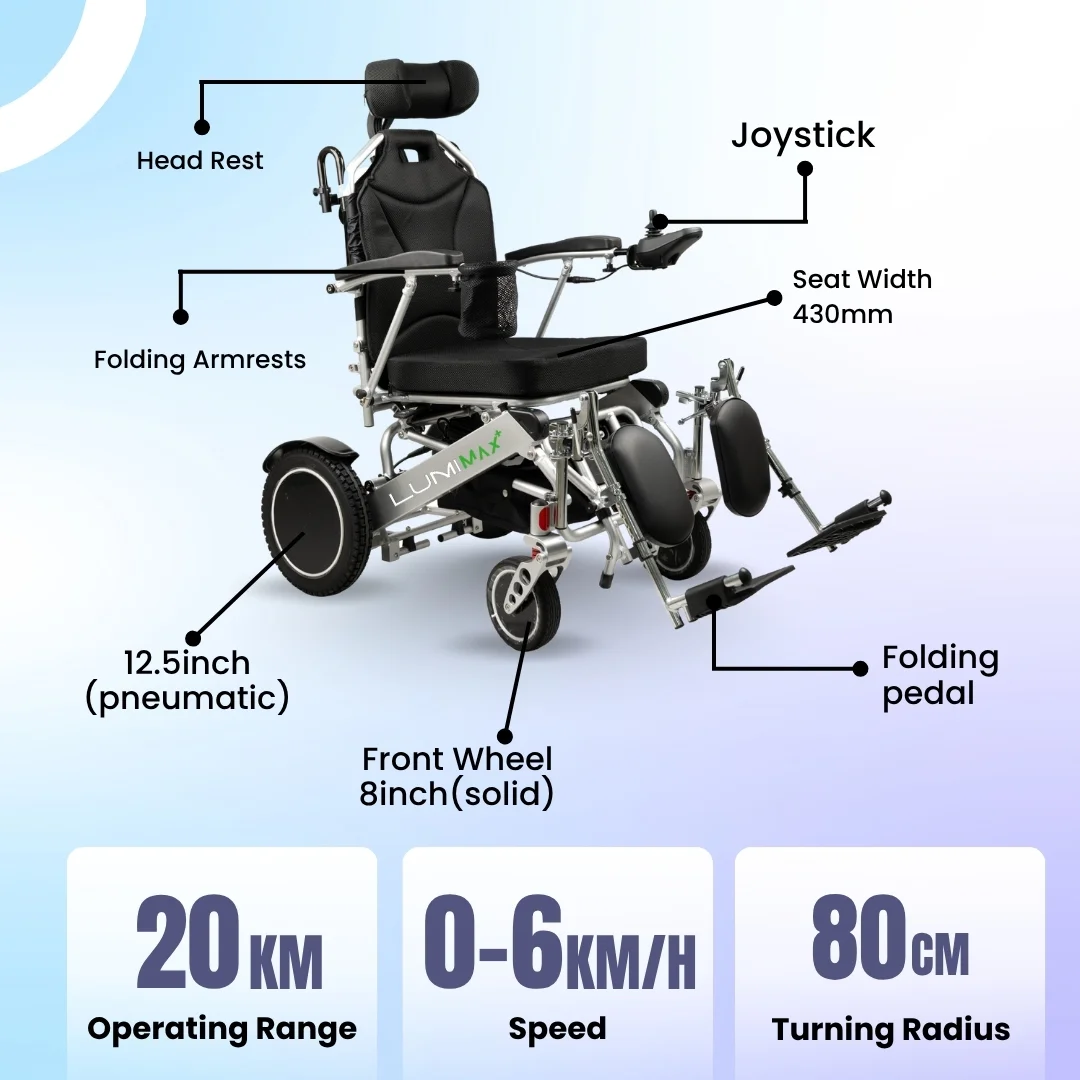 LUMI® MAX PLUS - Lightweight Foldable Wheelchair with Elevating Legrest - Image 5