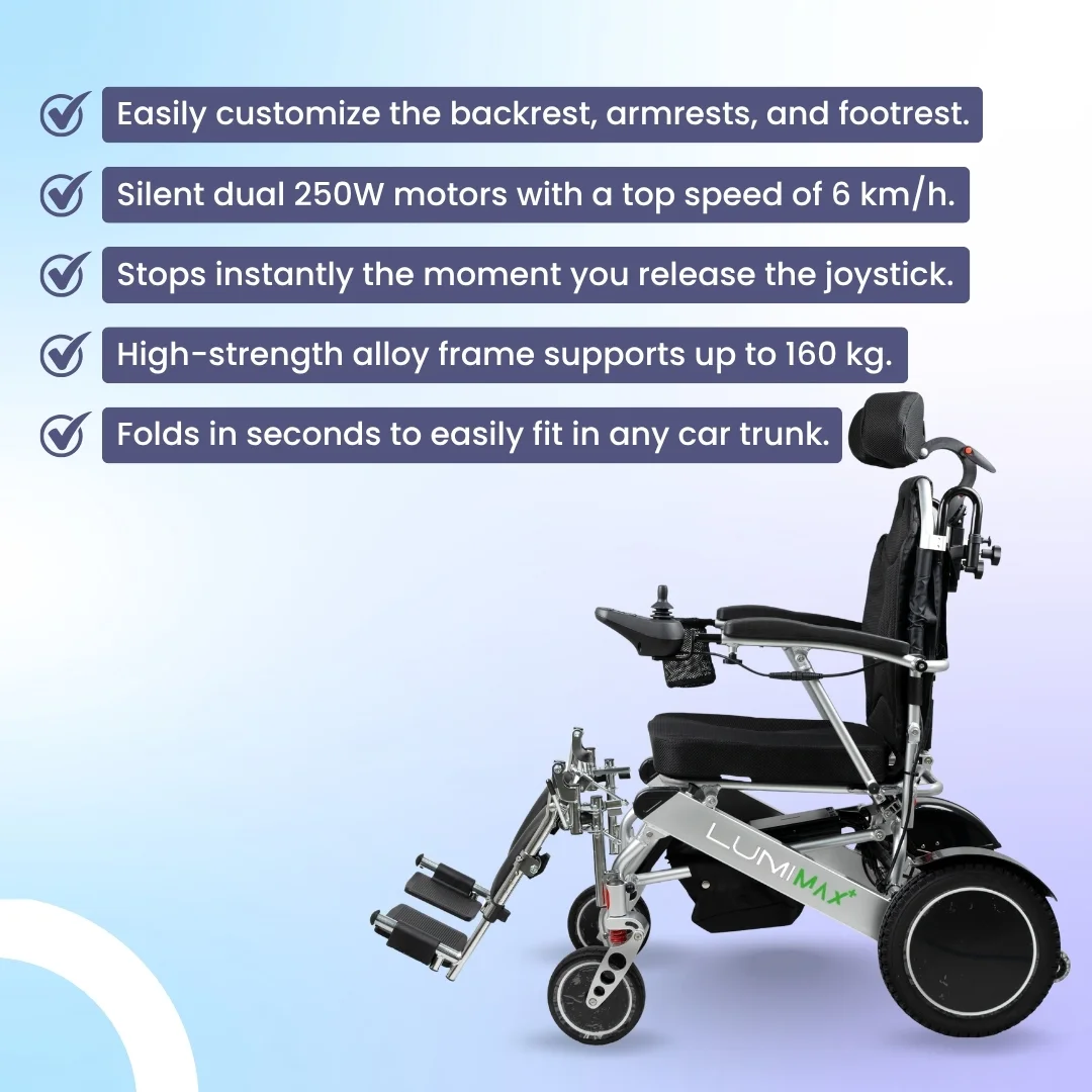 LUMI® MAX PLUS - Lightweight Foldable Wheelchair with Elevating Legrest - Image 7