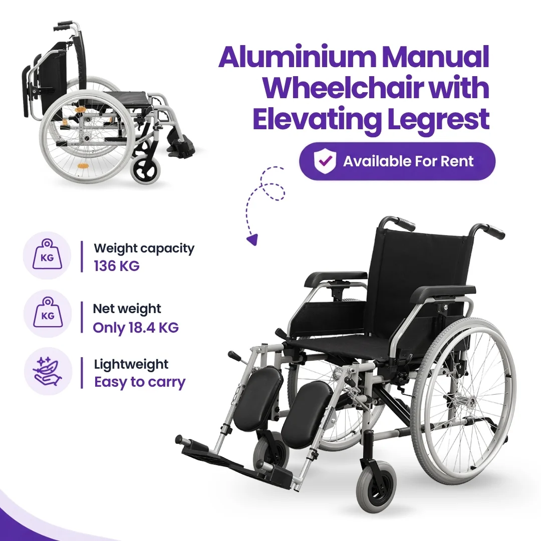 Aluminium Manual Wheelchair with Elevating Legrest for Rent