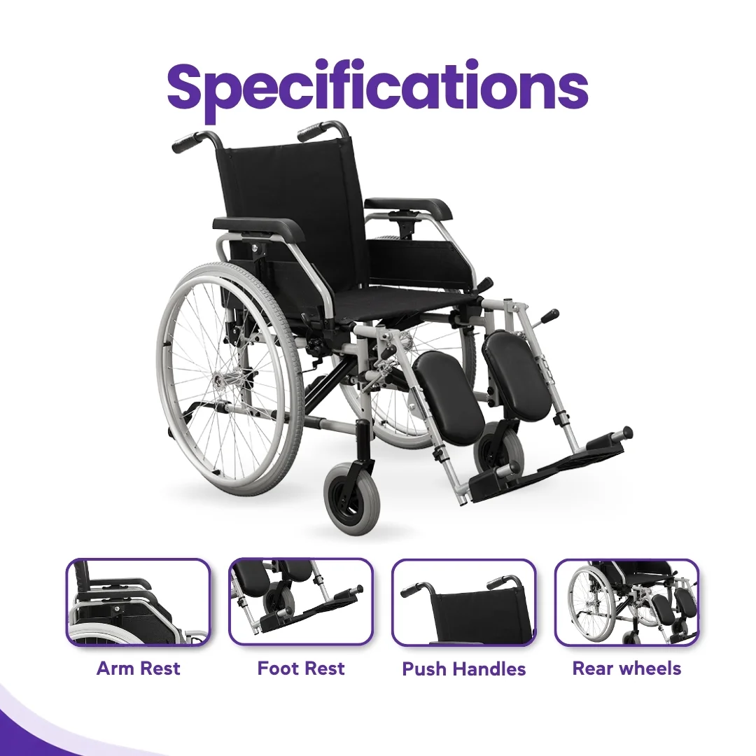 Aluminium Manual Wheelchair with Elevating Legrest for Rent - Image 3
