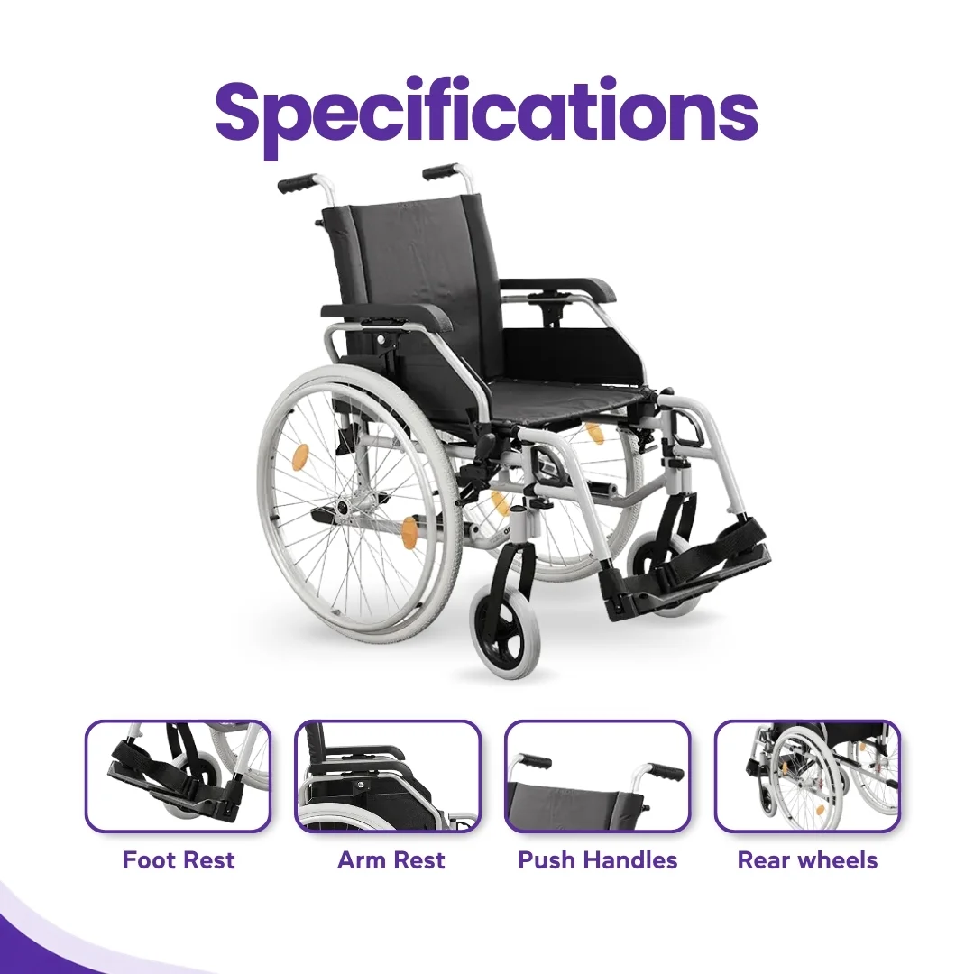 Manual Aluminium Wheelchair for Rent - Image 2