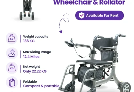 Electric Foldable Wheelchair & Rollator for Rent