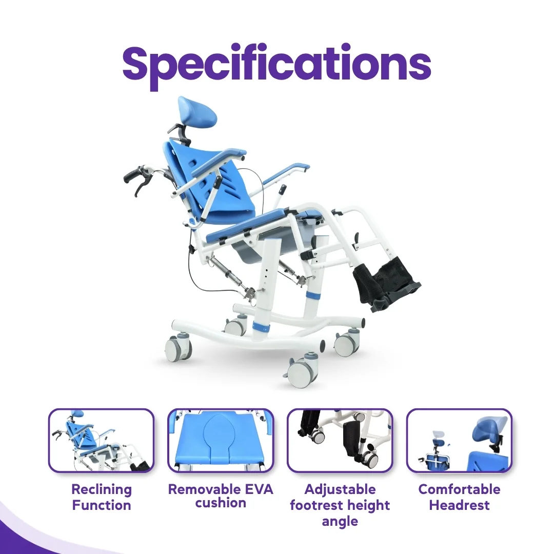 Reclining Shower Commode Chair for Rent - Image 2