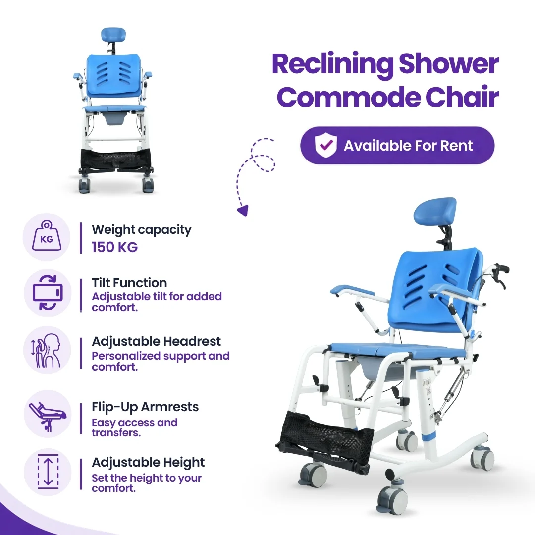 Reclining Shower Commode Chair for Rent